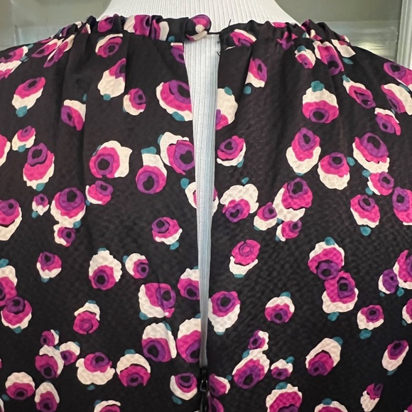 ANNA SUI Vintage Silk Dress, Size 8, Black & Purple Flower Petals, Early 2000s! - Picture 10 of 13
